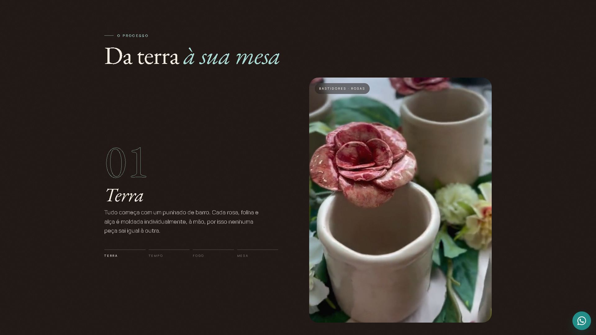 Bloco Da terra à sua mesa: etapa 01 Terra com texto à esquerda e vídeo dos bastidores das rosas à direita